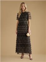 OASIS Leopard Print Ruffle Mesh Maxi Dress 14