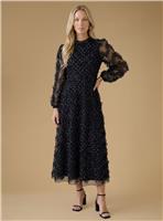 OASIS Long Sleeve Printed Mesh Midi Dress 16