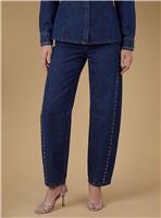 OASIS Premium Stud Detail Barrel Leg Jean Indigo 8