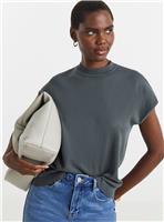 JD WILLIAMS Short Sleeve Funnel Neck T-Shirt 32-34