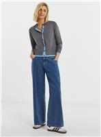 JD WILLIAMS Contrast Detail Crew Neck Cardigan 32-34