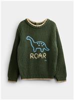 JOJO MAMAN BB Dino Embroidered Knitted Jumper Khaki Green 6-12 months