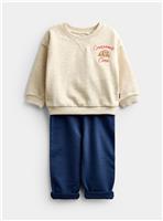 JOJO MAMAN BB 2 Piece Croissant Club Sweatshirt and Jogger Set Oatmeal Marl 3-6 months