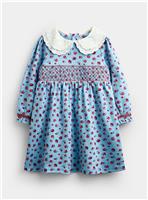 JOJO MAMAN BB Red Ditsy Floral Smocked Dress Mid Blue 3-4 Years