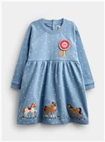 JOJO MAMAN BB Horse Applique Button Front Dress Denim Blue 3-4 Years