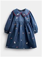 JOJO MAMAN BB Pet Embroidered Chambray Dress Mid Wash Denim 12-18 months