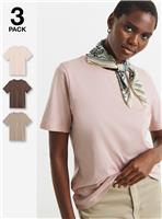 JD WILLIAMS 3 Pack Crew Neck Short Sleeve T-Shirts Neutrals 26