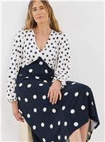 JD WILLIAMS Soft Touch Spot Print Midi Tea Dress 24