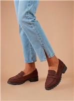 DOROTHY PERKINS Brown Leoni Faux Suede Chunky Loafers Wide Fit 4
