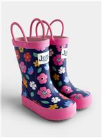 JOJO MAMAN BB Flower Handle Wellies Navy Blue 10 Infant