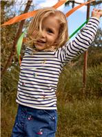 JOJO MAMAN BB Fruit and Butterfly Embroidered Top Navy Blue 18-24 months