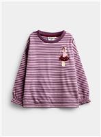 JOJO MAMAN BB Fairy Mushroom Striped Top Plum 3-4 Years