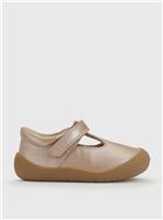 START-RITE Floret Taupe Pearlised Leather Girls Rip Tape Walking Shoes 6 Infant