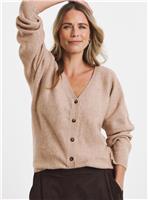 JD WILLIAMS Sponge V Neck Cardigan With Wool Oatmeal 28-30