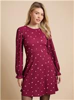 DOROTHY PERKINS Berry Hearts Jersey Mini Dress 12
