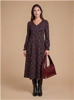 DOROTHY PERKINS Petite Black Floral V Neck Jersey Midi Dress 12