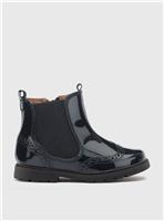 START-RITE Chelsea Black Patent Girls Zipup Ankle Boots 10.5 Infant