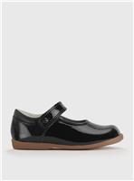 START-RITE Slide Black Patent Girls Rip Tape Shoes 3 Infant