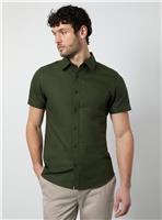 BURTON Khaki Short Sleeve Oxford Shirt L