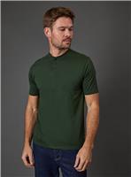 BURTON Dark Green Grandad Neck T-Shirt M