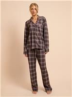 DOROTHY PERKINS Chocolate Check Long Sleeve Jersey Pyjama Set S