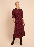 DOROTHY PERKINS Berry Spot Petite Puff Sleeve Midi Shirt Dress 10