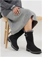 JD WILLIAMS Fur Trim Flat Calf Boot Extra Wide Fit Black 4