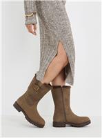 JD WILLIAMS Fur Trim Flat Calf Boot Extra Wide Fit Taupe 4