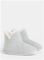 JD WILLIAMS Knitted Bootie Slipper Wide Fit Grey M
