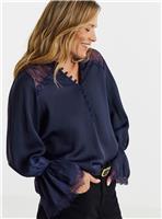 JD WILLIAMS Blackberry Lace Panel Blouse 8