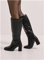 DOROTHY PERKINS Kristen Faux Leather Square Toe High Heel Knee Boots 6