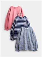 JOJO MAMAN BB 3 Pack Ditsy and Stripe Tops Mid Pink 3-4 Years