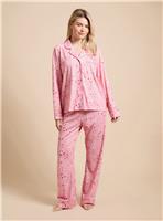 DOROTHY PERKINS Christmas Nightwear Tipped Long Sleeve Pyjama Set L