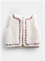 JOJO MAMAN BB Embroidered Fleece Gilet Cream 6-12 months