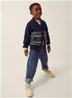 MONSOON Dinosaur Fair Isle Cardigan 3-4 Years