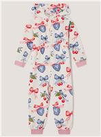 MONSOON Cherry Locket Print Fleece Onesie 2-3 years