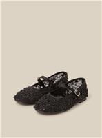 MONSOON Flower Sparkle Mesh Ballet Flats 1