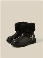 MONSOON Faux Fur Glitter Patent Boots 2