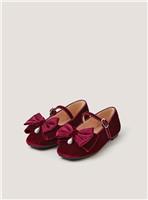 MONSOON Bow Velvet Ballet Flats 1
