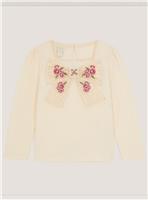 MONSOON Organza Bow Long Sleeve Top 9-10 years