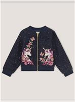 MONSOON Sequin Unicorn Woven Bomber Jacket 3-4 Years