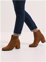 DOROTHY PERKINS Morgan Round Toe Block Heel Faux Suede Ankle Boots Tan 5
