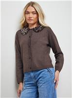 OASIS Sequin Collar Cardigan L