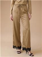 OASIS Lace Cuff Satin Back Crepe Wide Leg Trouser 10