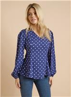 DOROTHY PERKINS Spot V Neck Blouson Sleeve Top 14