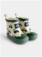 JOJO MAMAN BB Short Cosy Lined Tractor Wellies Khaki Green 5