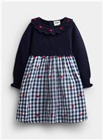 JOJO MAMAN BB Gingham Hearts Knitted Combo Dress Navy Blue 4-5 Years