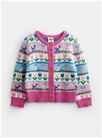 JOJO MAMAN BB Pets Fair Isle Cardigan Pink Marl With Wool 12-18 months