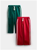 JOJO MAMAN BB 2 Pack Straight Leg Jogger with Stripes Dark Green 2-3 Years