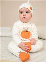 JOJO MAMAN BB Pumpkin and Hat Applique Sleepsuit Set Cream Newborn